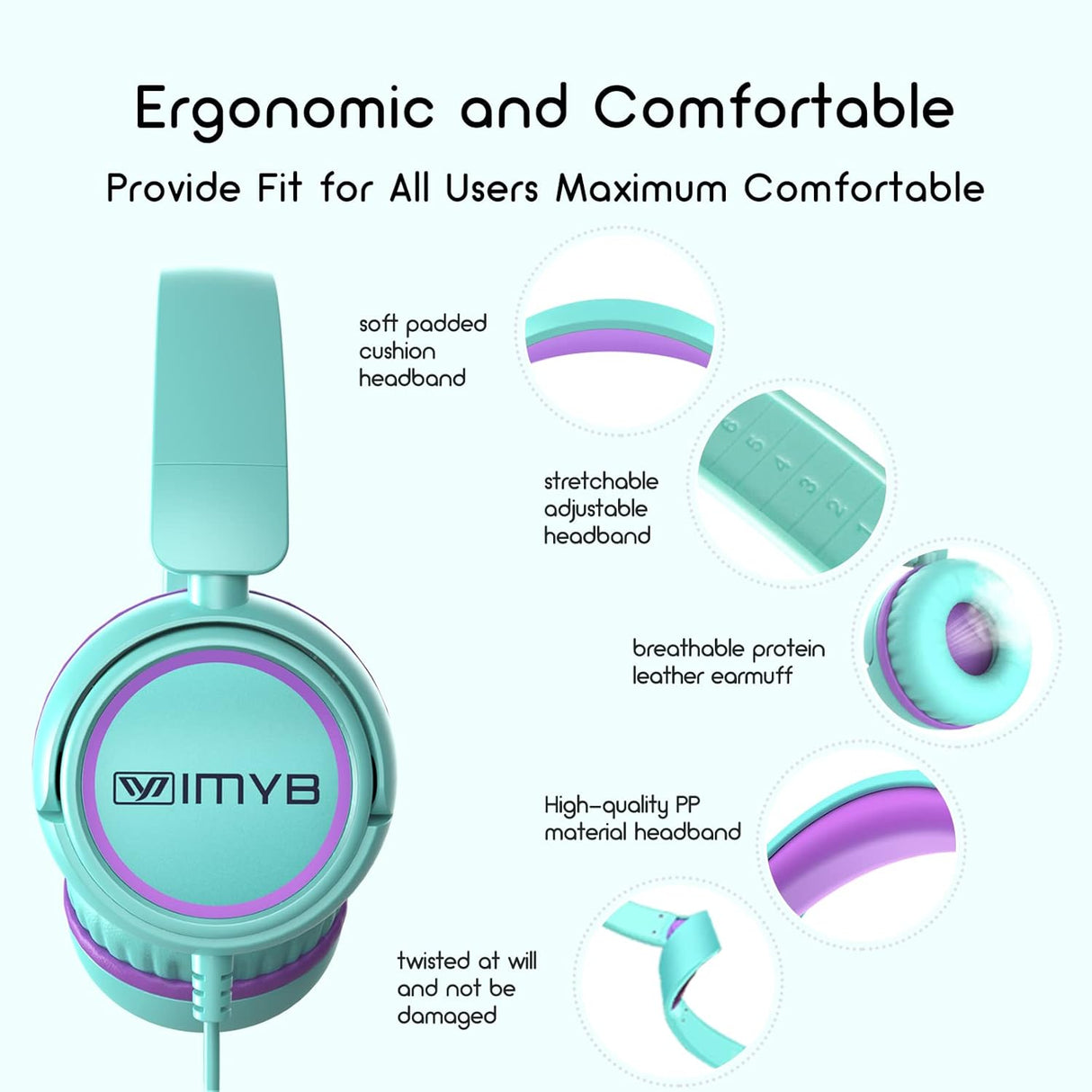 Auriculares V1 Kids, plegables, ajustables, 3.5mm, para niños