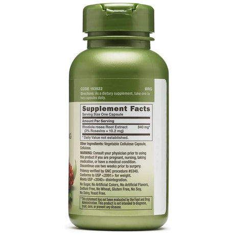 Suplemento herbal Plus Extracto de Rhodiola 340mg