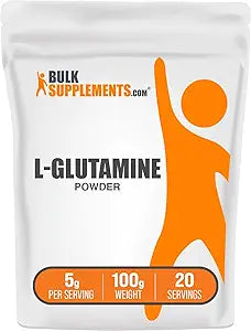 L-Glutamina en polvo BulkSupplements, 5000mg, 100g, sin sabor