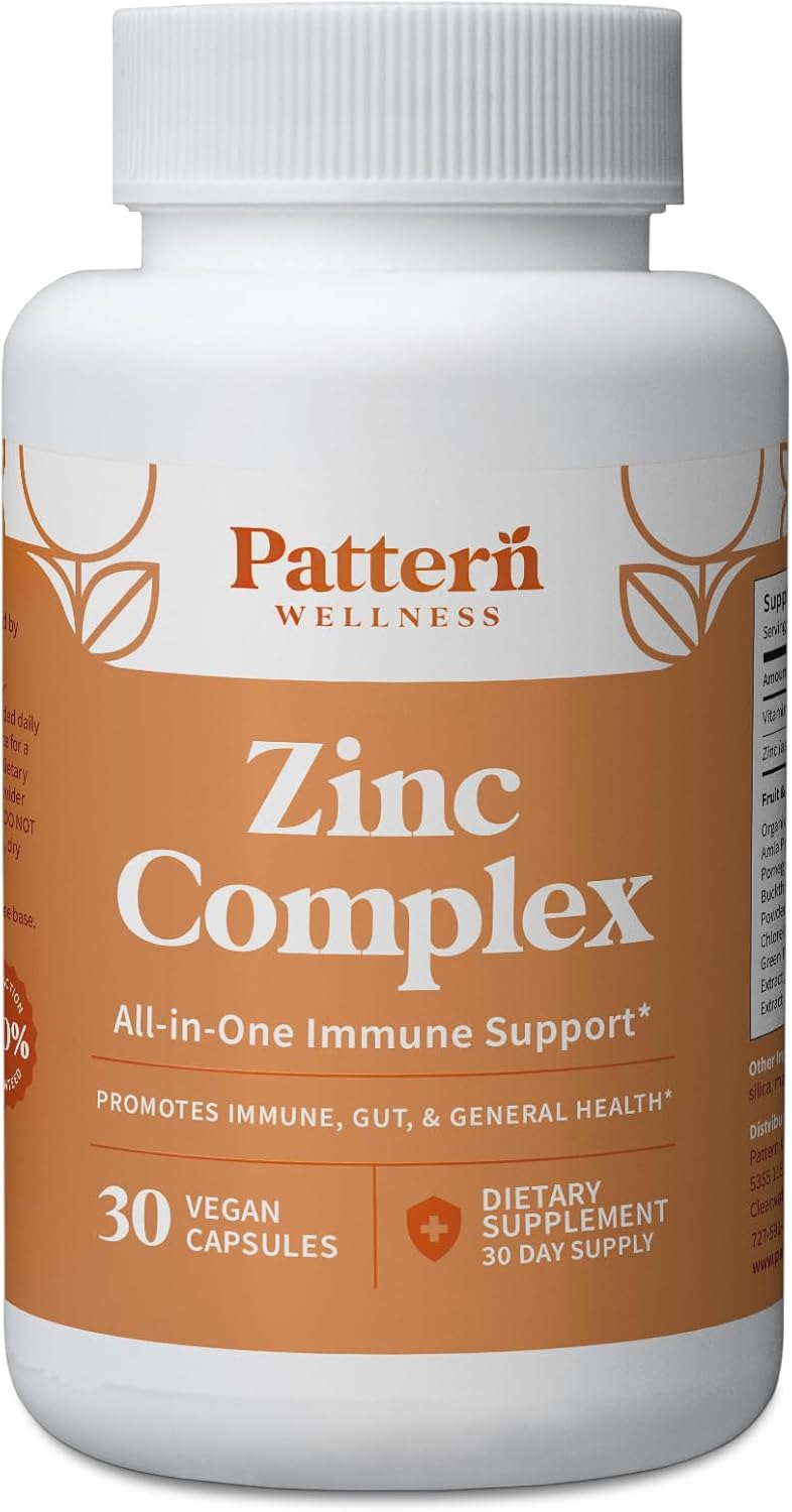 Complejo de Zinc Pattern Wellness con Vitamina C y Probióticos - 30 Cápsulas