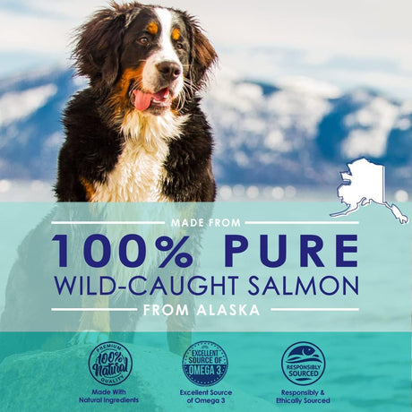 Aceite de salmón salvaje de Alaska 100% puro para perros, aceite de pescado líquido Omega 3 para perros, suplemento para piel y pelaje para desprendimiento, picazón seca en la piel y alergias, ácidos