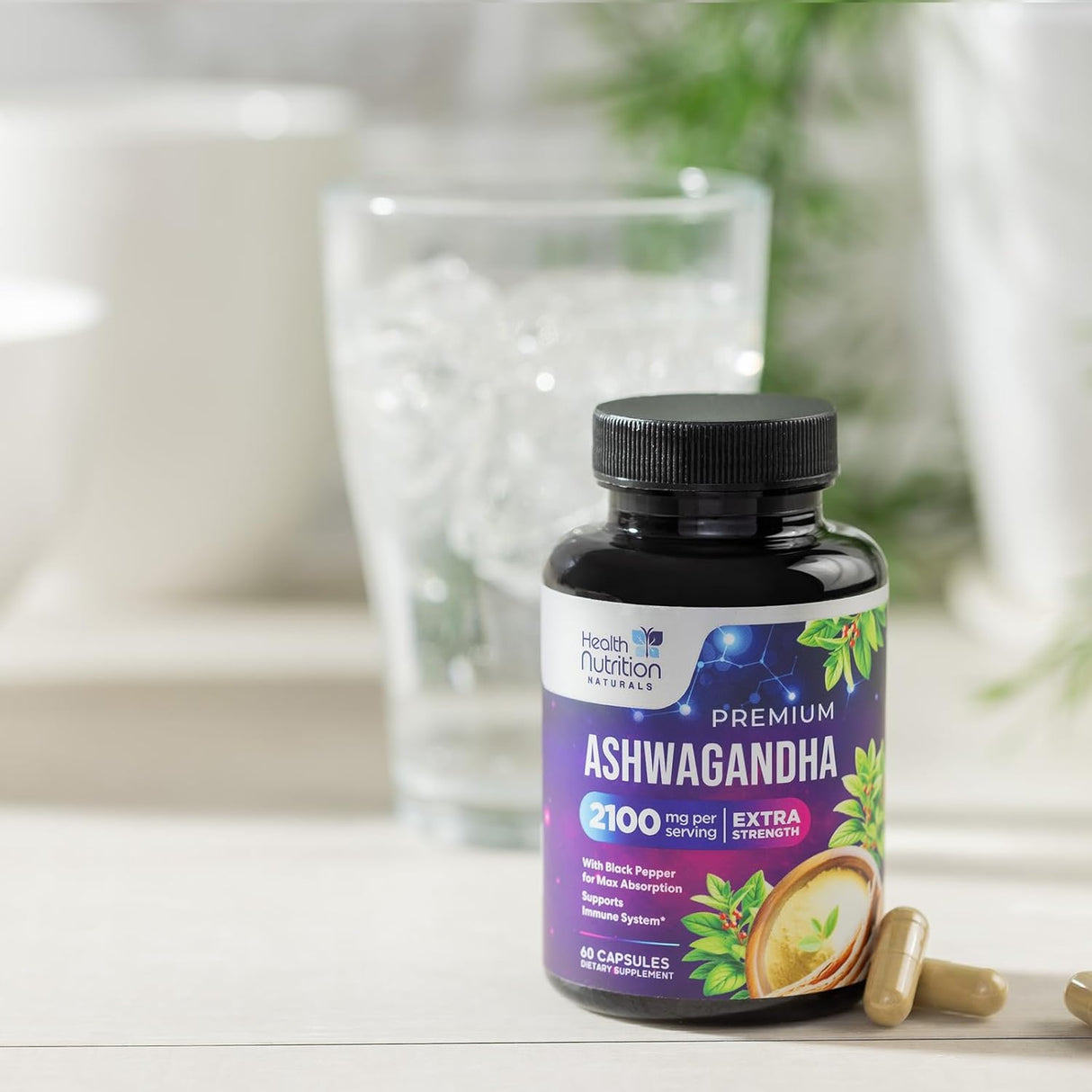 Ashwagandha 2100 mg Extra Fuerte con Pimienta Negra  60 Cápsulas