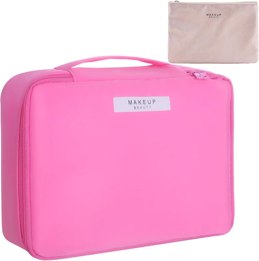 Bolsa de maquillaje de viaje fucsia Queboom