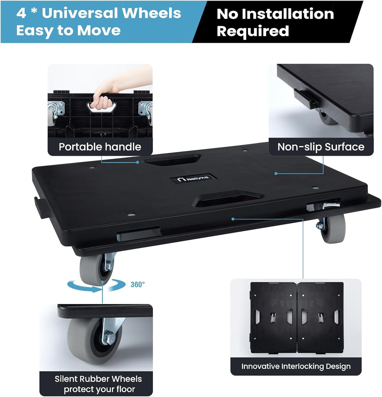 Dolly Móvil Nellyke, Capacidad 500LBS, 2 Piezas, 16''x10