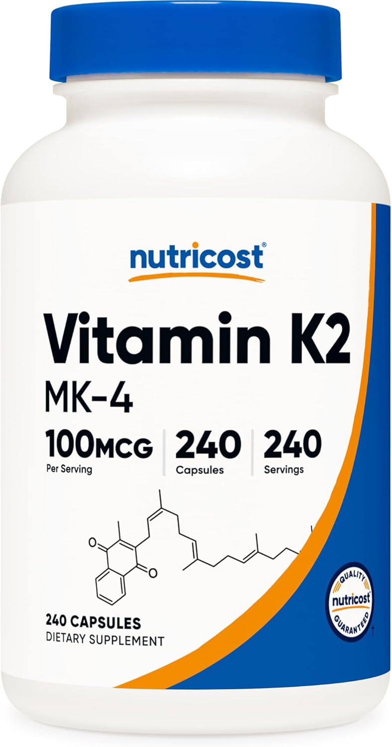 Nutricost Vitamina K2 (MK4) 240 Cápsulas, Sin Gluten, No GMO