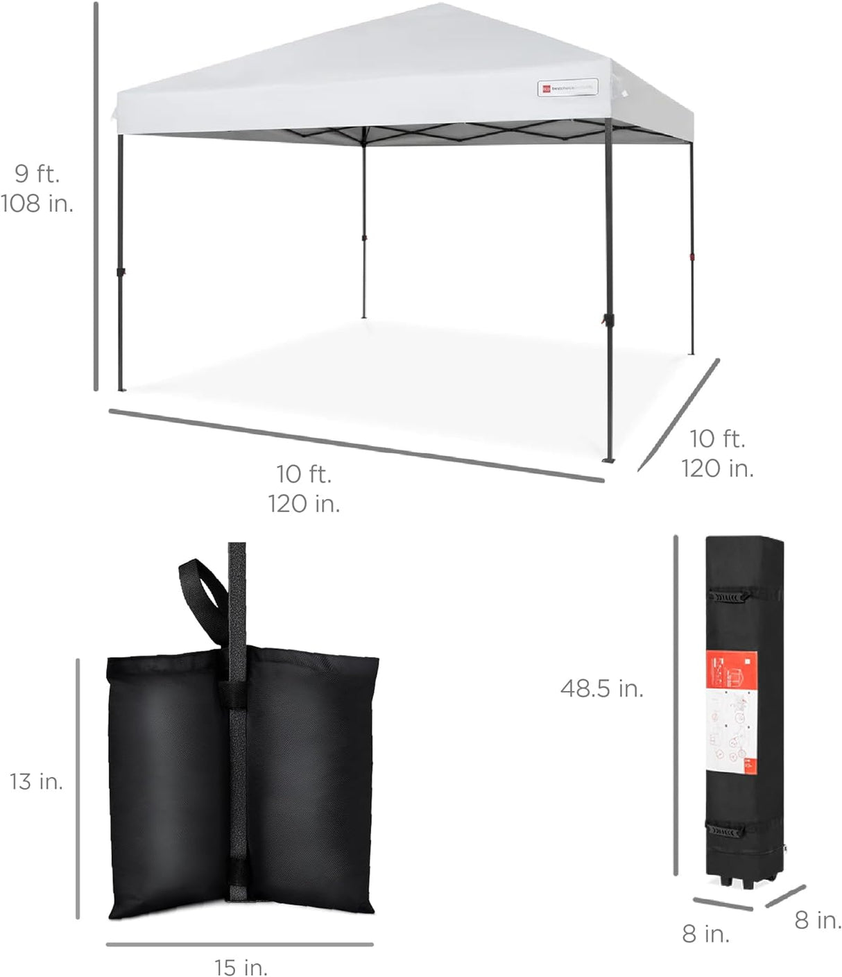 Tienda de Carpa Instantánea 10x10ft 1 Persona - Blanca