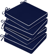 Basic Beyond Cojines para sillas de exterior para muebles de patio, impermeables, juego de 4 cojines de asiento de exterior de 19 x 19 pulgadas, cojines para sillas de patio con lazos y asa, color