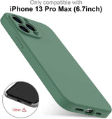 DEENAKIN Funda para iPhone 13 Pro Max con protector de pantalla, cubierta de goma de gel de silicona líquida suave y duradera para iPhone 13 Pro Max de 6.7 pulgadas, color verde oscuro