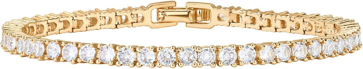 Clásica pulsera de tenis chapada en oro de 14 quilates