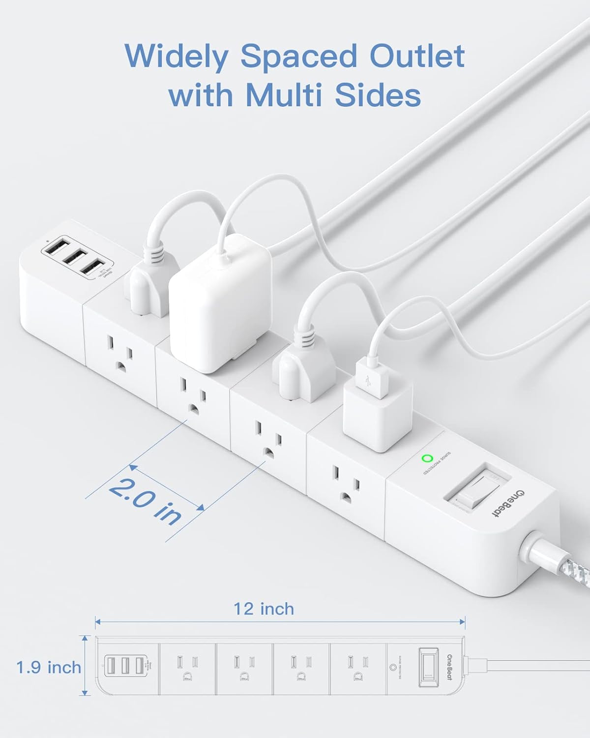 Cable de extensión de 10ft, protector de sobretensiones