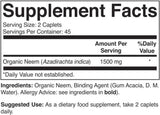 Suplemento Neem orgánico 1500 mg 45 porciones vegetariano