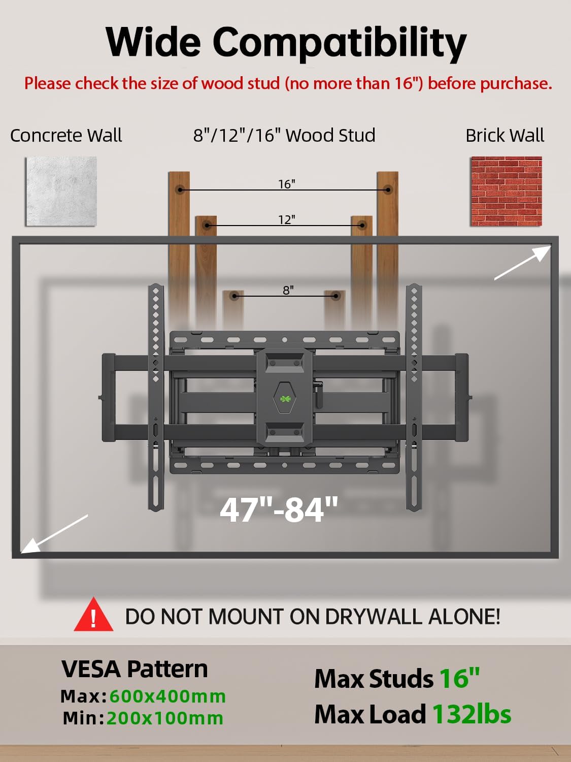 Soporte de Pared USX para TV 47-84 Articulado y Tiltable