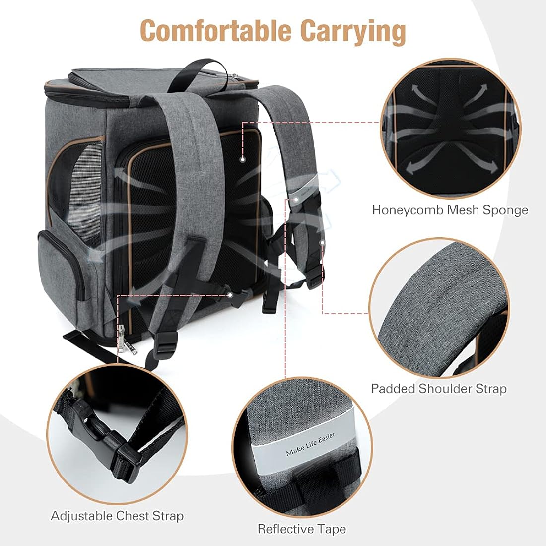 Mochila transportadora para gatos expandible para gatos