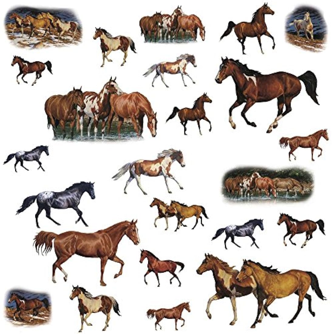 Adhesivo decorativo para pared diseño de caballos salvajes