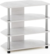 Soporte pequeño para TV con tubos de acero inoxidable, 4 niveles