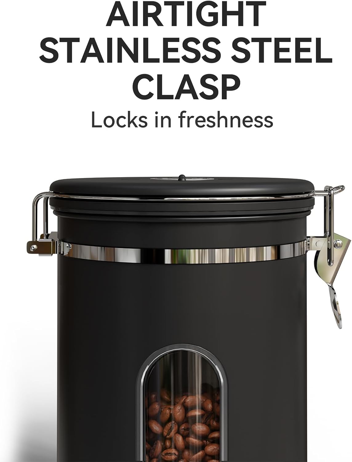 Veken Canister de Café con Ventana, Apto para Alimentos, 22OZ
