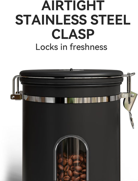 Veken Canister de Café con Ventana, Apto para Alimentos, 22OZ
