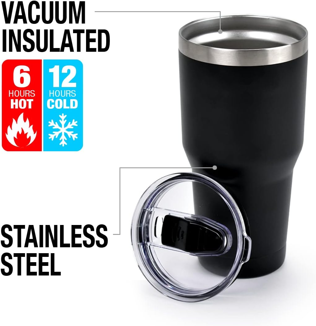 Taza de Acero Inoxidable LOGOVISION 30 oz con tapa deslizante
