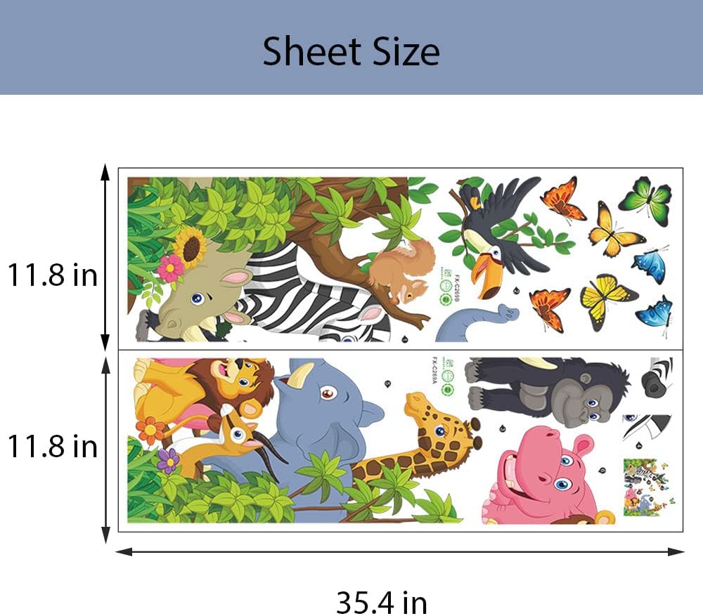 Vinilo Decorativo Animales de Selva Supzone, Elefante y León