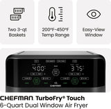 Freidora de aire de 6qt, CHEFMAN, 2 cestos, digital, doble