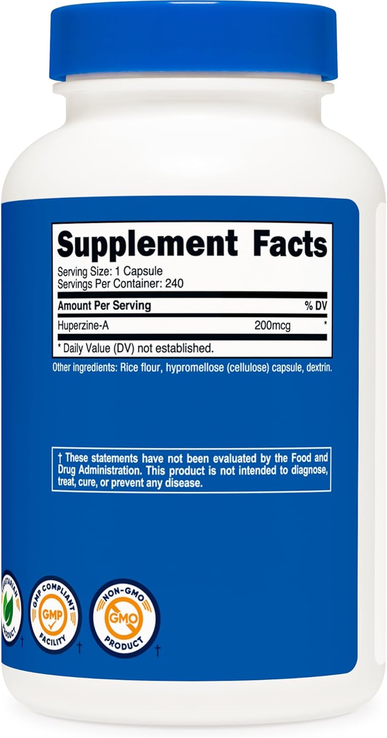 Cápsulas Huperzine A 200mcg, No-OGM, Apto Vegetarianos