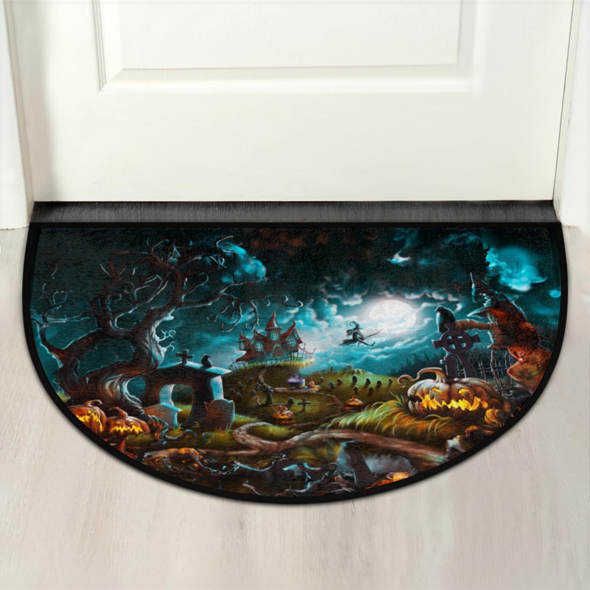 Felpudo Semicircular Halloween, Absorbente y Lavable, Modelo 2023