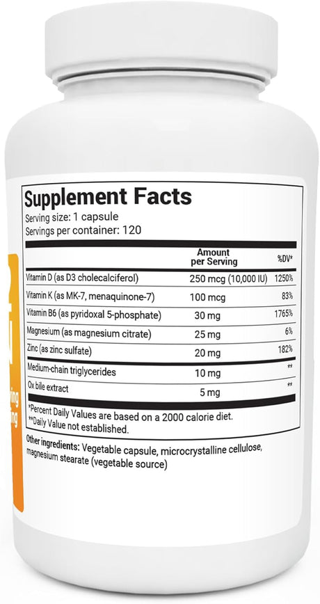 Suplemento Vitamina D3 K2 con aceite MC zinc y magnesio