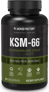 Extracto de Raíz de Ashwagandha, Jacked Factory, KSM-66, 60 Veggie