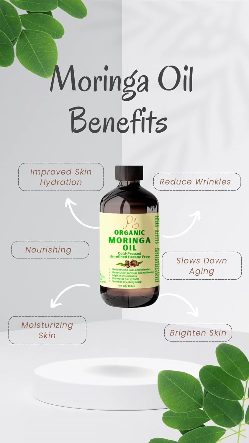 Aceite de Moringa Orgánico Prensado en Frío, Nutritivo y Antiedad