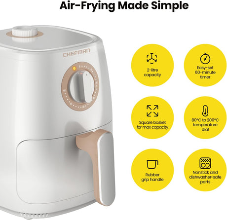 Freidora de Aire Chefman TurboFry 2qt, Saludable, Timer 60min