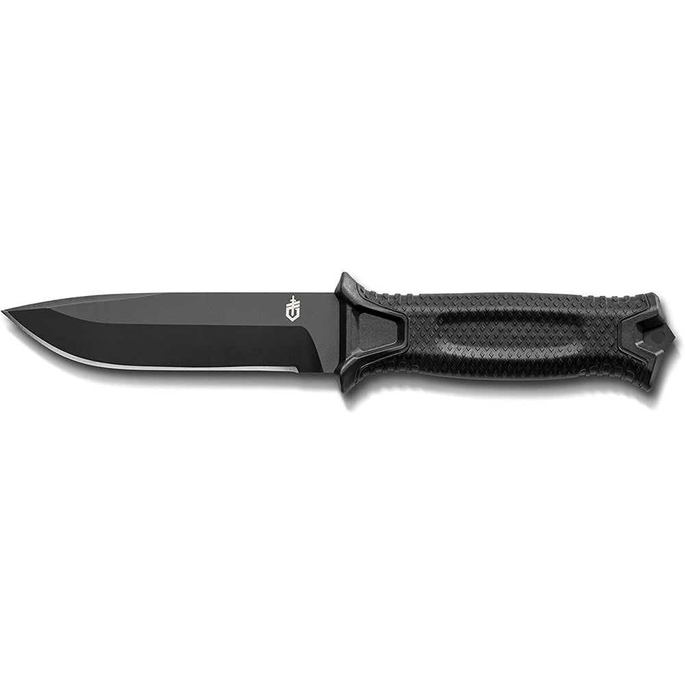 Cuchillo con borde de hoja fija, color negro