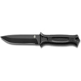 Cuchillo con borde de hoja fija, color negro