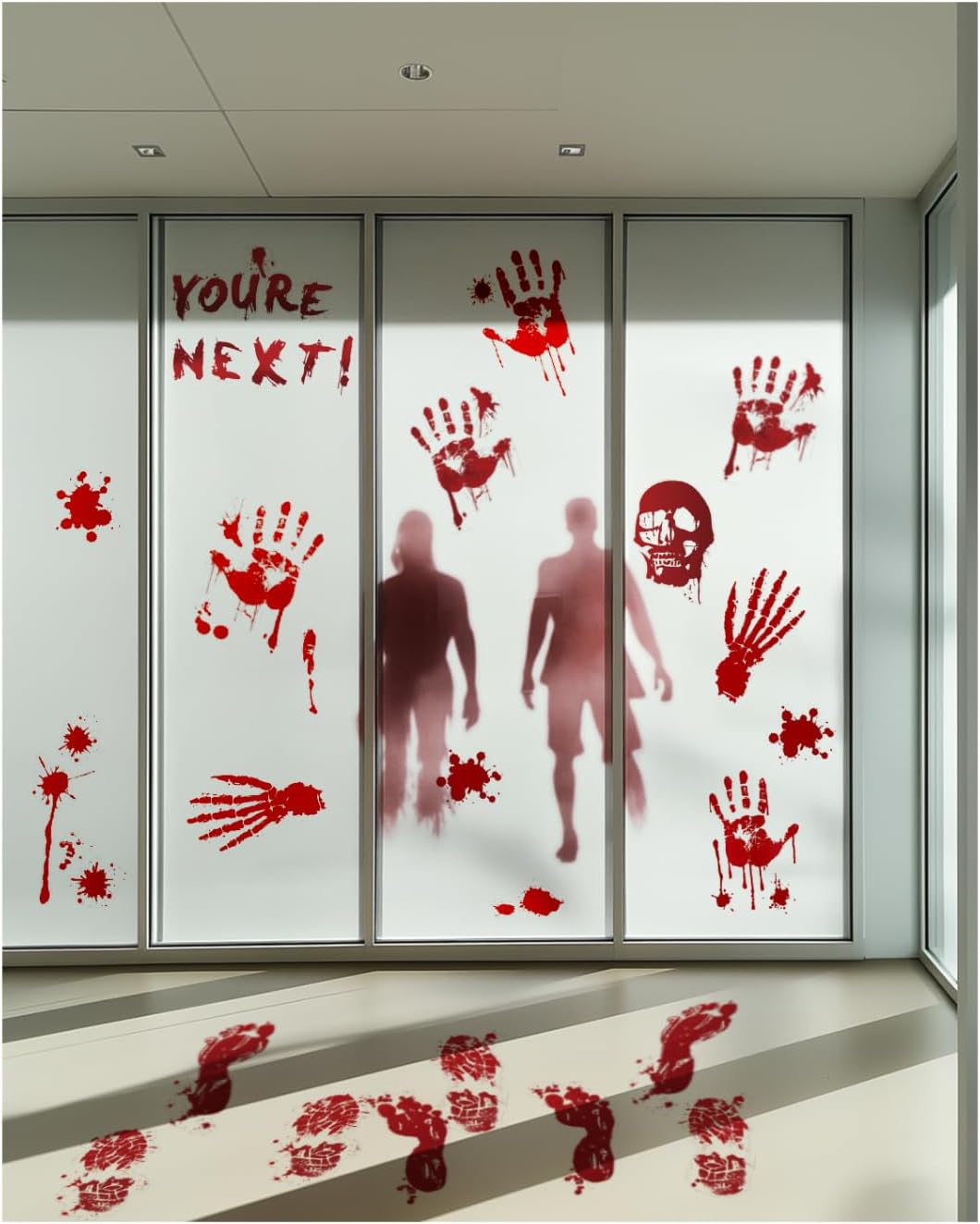 Pegatinas Halloween Huellas de Sangre - 12 Láminas PVC Decorativas