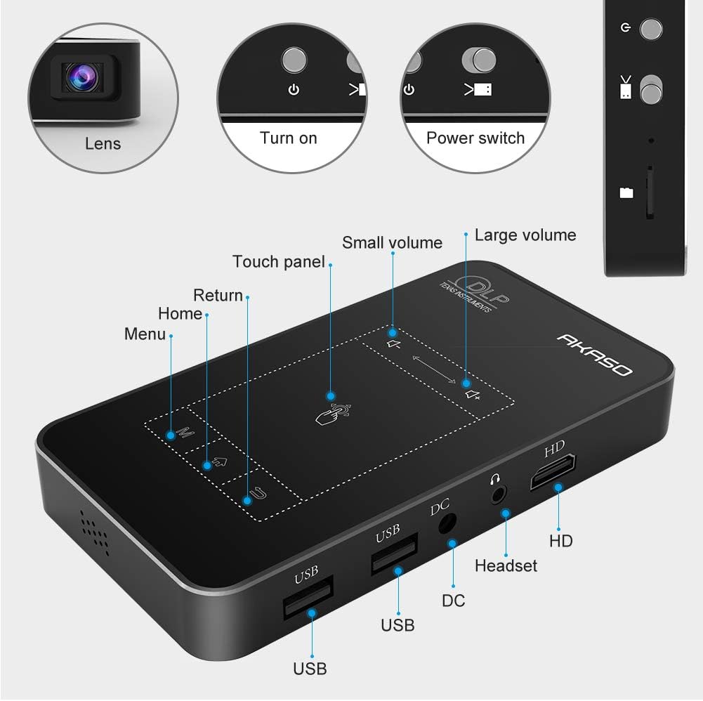 Proyector portátil AKASO WT50, 1080P, WiFi y Bluetooth