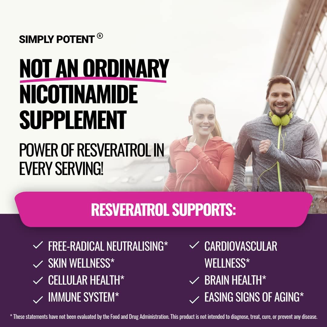 Suplemento Nicotinamida 500mg con Resveratrol 100mg  Vit  B3
