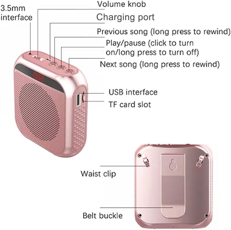 Amplificador de Voz Portátil, Recargable, Micrófono PA