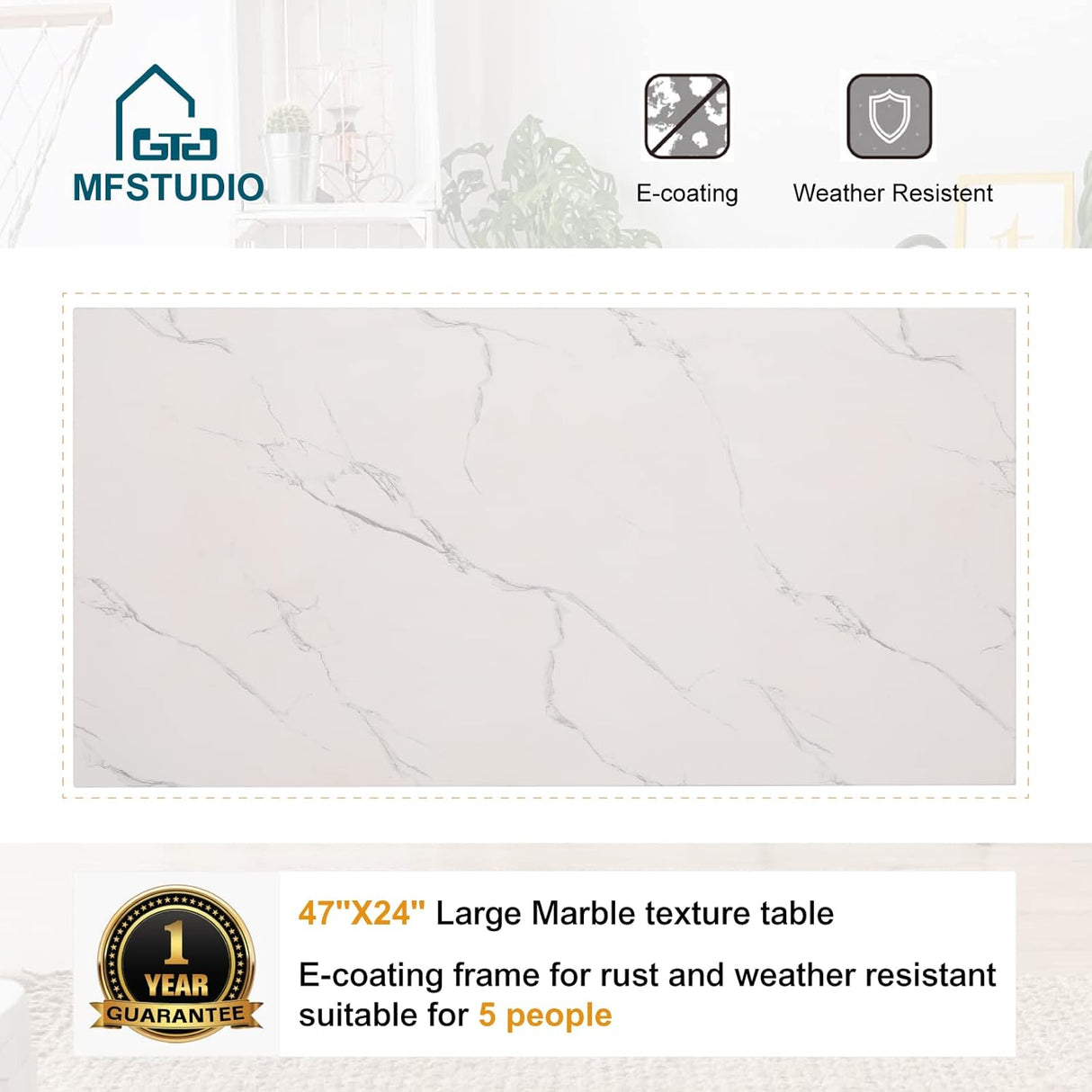 MFSTUDIO Juego de 6 piezas de conversación de patio (7 asientos), sofás de muebles de metal para exteriores con 1 sofá de 3 asientos, 2 sillas individuales, 2 otomanas y 1 mesa auxiliar, marco de hierro forjado con cojín beige