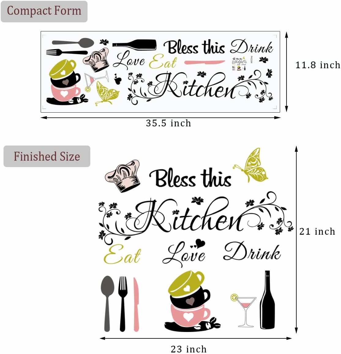 Vinilos Decorativos de Cocina, Frases Bless This Kitchen