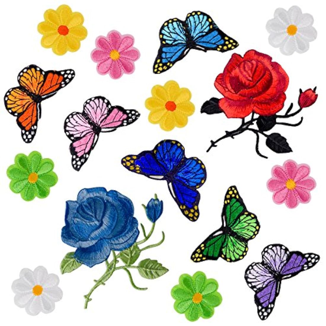 Coopay, 15 parches bordados de Flores y Mariposas