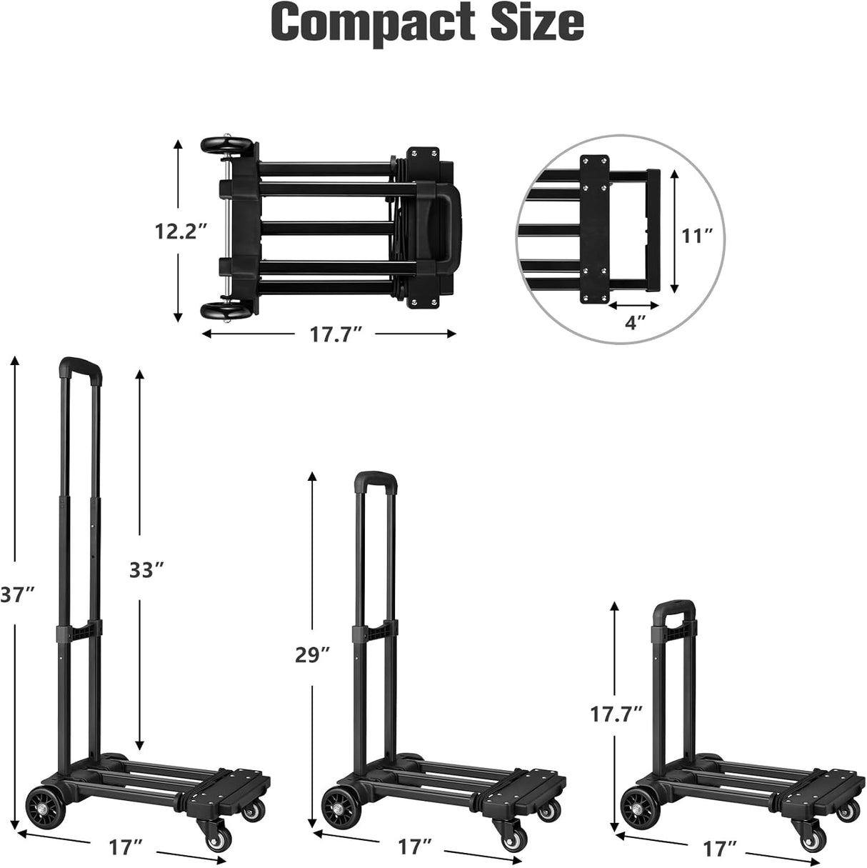 Carretilla Plegable KEDSUM, Carga 290 lbs, Uso Pesado, Modelo 2023