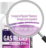 HealthA2Z® Gas Relief Simethicone 250mg | Alivio Rápido de Gases | 100 Cápsulas