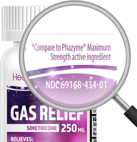 HealthA2Z® Gas Relief Simethicone 250mg | Alivio Rápido de Gases | 100 Cápsulas
