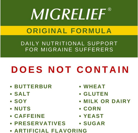 MigreLief Fórmula Original, Terapia Triple, 60 Cápsulas