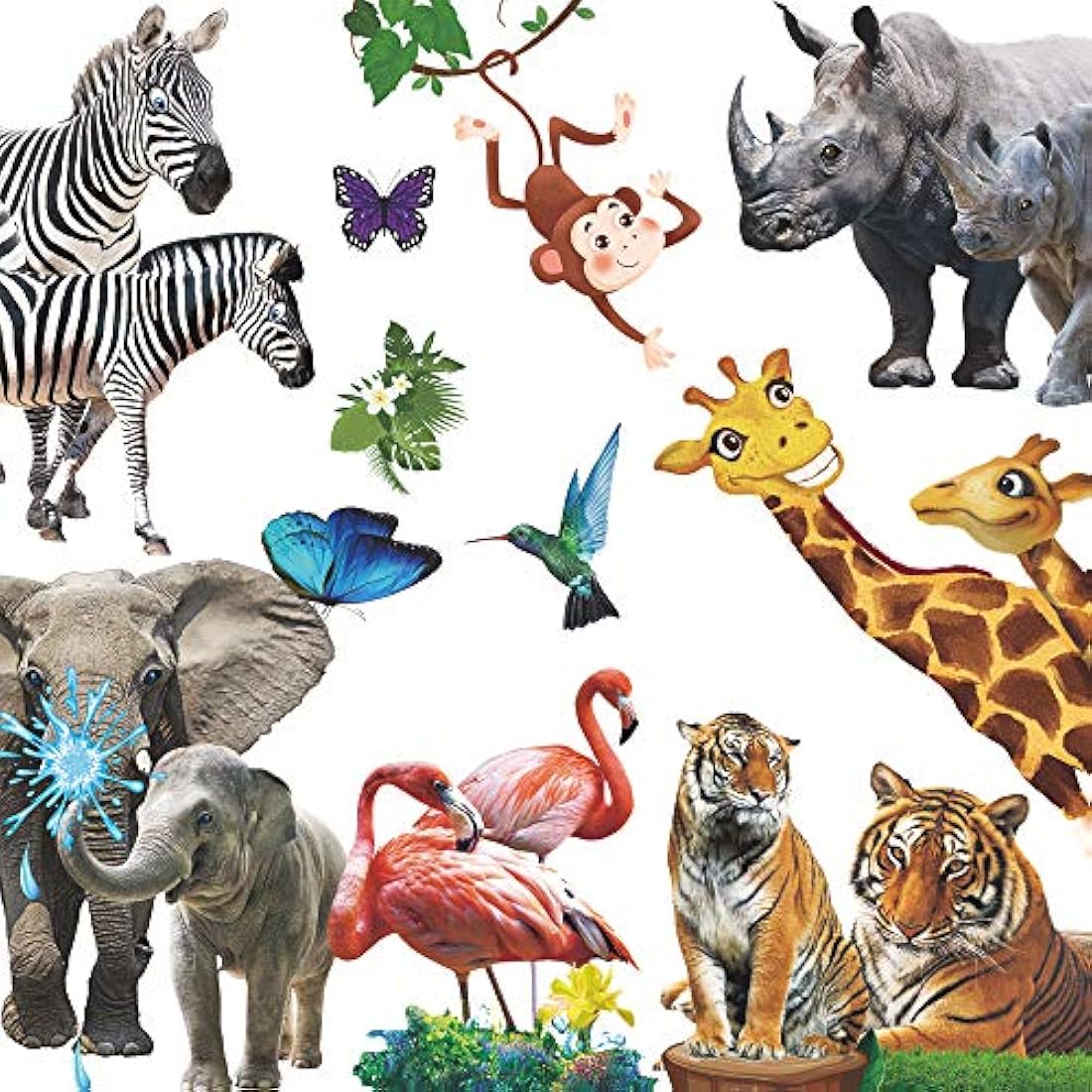 calcomanías Gigante Extraíble Zoológico de dibujos animados