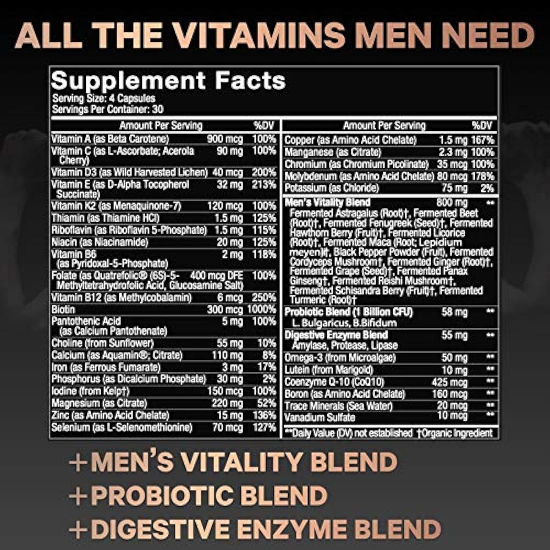 Multivitamínico de alimentos enteros para hombres