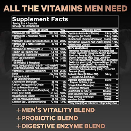 Multivitamínico de alimentos enteros para hombres