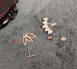 Fashion Hollow Lotus Flower Earrings Crystal Simple Chic