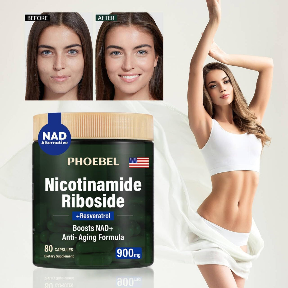 Reabastecimiento NAD+ 900mg (80 cápsulas) - Suplemento Vital