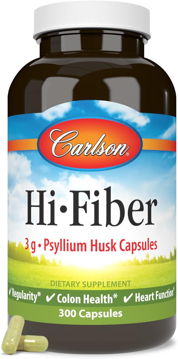 Cápsulas de Psyllium Husk, Carlson, 3 g, 300 cápsulas