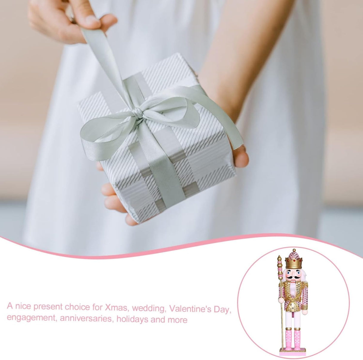 Figuras de Nutcracker de Madera, Decoración Navideña, 12 Pulgadas